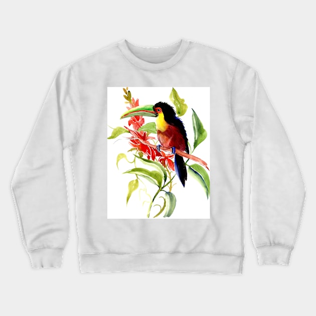 Green-billed toucan Tropical Jungle design Crewneck Sweatshirt by surenart